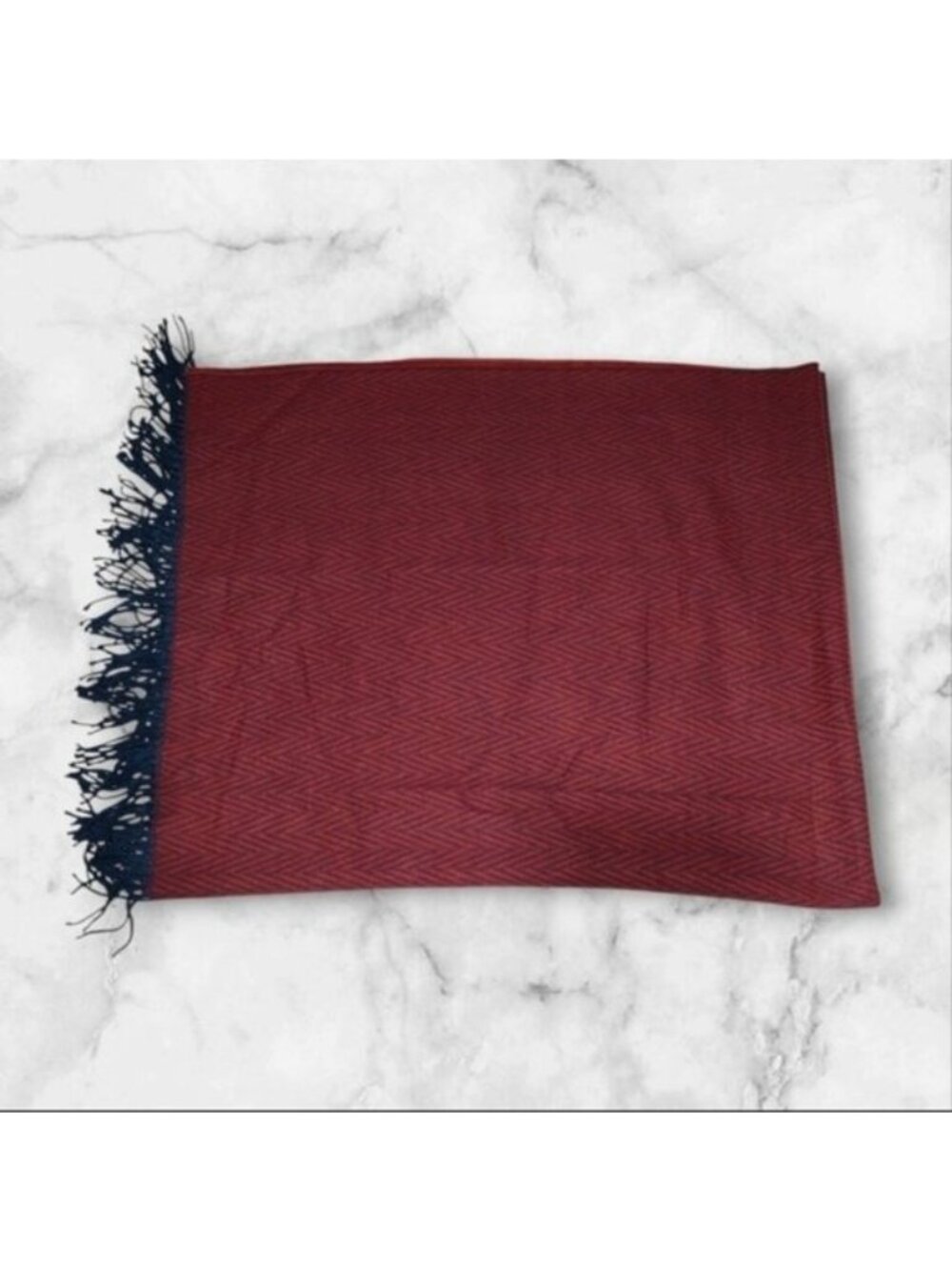 MacKenzie Childs Red Blue Chevron Throw Blanket